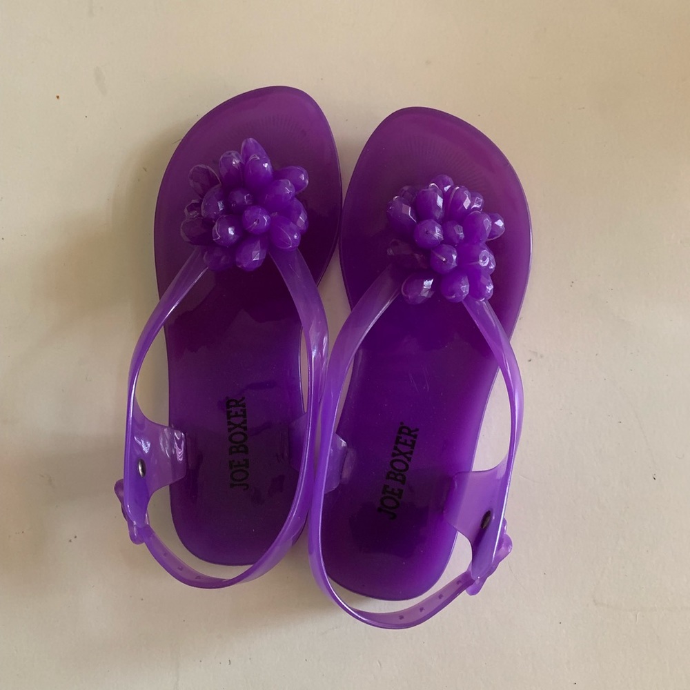 Joe Boxer Girl Purple Beaded Jelly Sandals Buckle